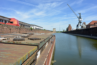 Westhafen Magdeburg ships with sound art work